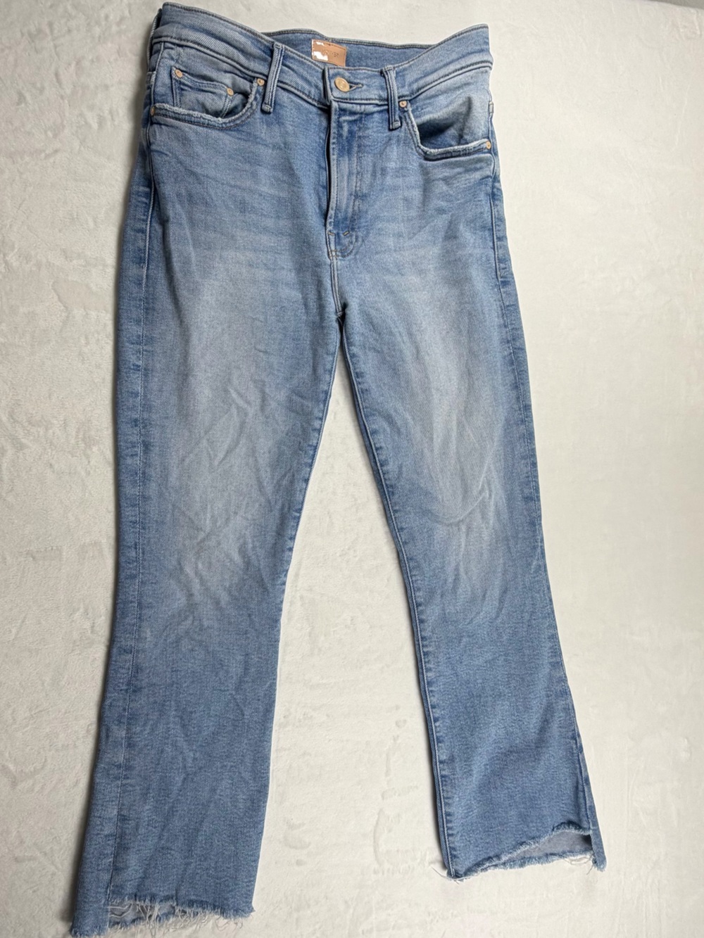 MOTHER The Insider Crop Step Fray Jeans - Light Blue